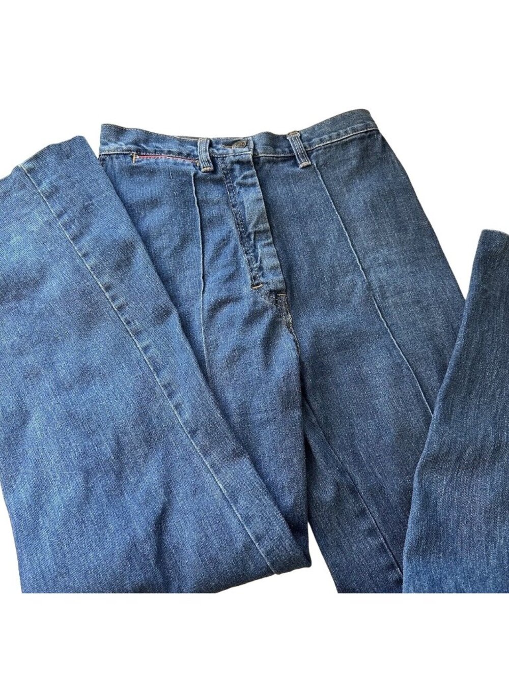 Sears High Rise Blue Jeans 100% Cotton Straight Leg Dark Womens 26W Vintage